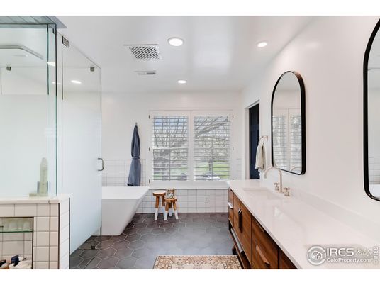 Bathroom, Dual Sink Vanities, Glass Shower, Interior, Recessed Lighting