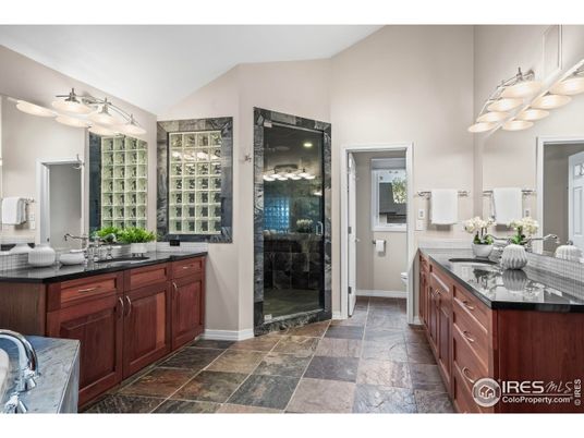 Bathroom, Dual Sink Vanities, Glass Shower, Interior
