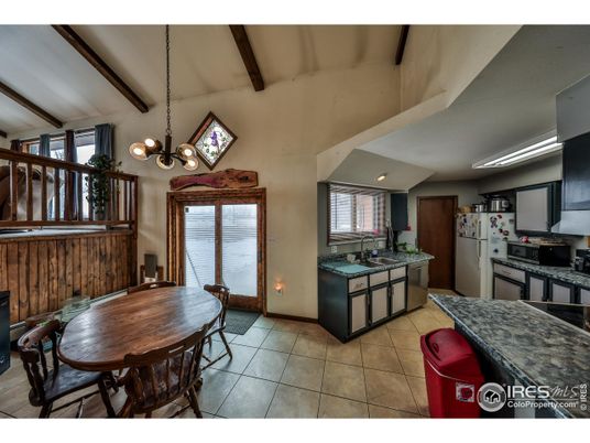 Dining room, Interior, Kitchen, Pendant Lights, Wooden Beams