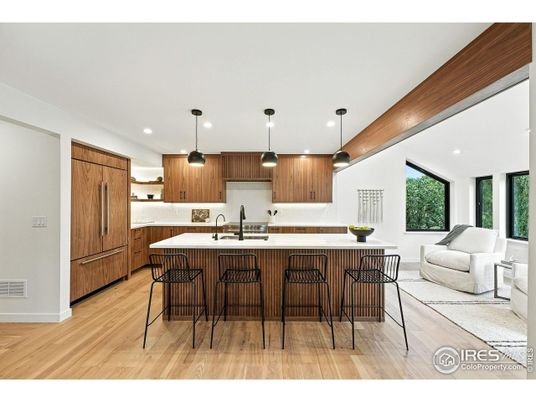 Interior, Kitchen, Pendant Lights, Recessed Lighting, Wood Texture Flooring