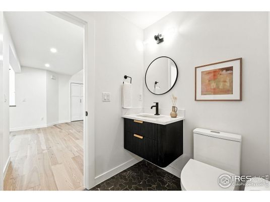 Bathroom, Interior, Recessed Lighting, Wood Texture Flooring