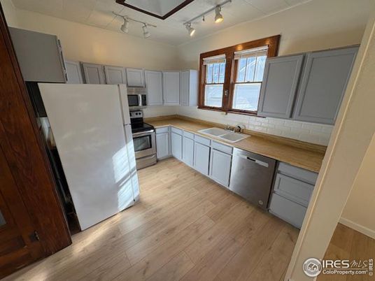 Interior, Kitchen, Stainless Steel Appliances, Wood Texture Flooring