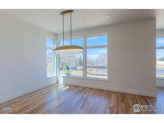 Chandelier, Empty room, Interior, Recessed Lighting, Wood Texture Flooring