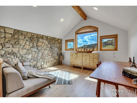 Interior, Recessed Lighting, Stone Walls, Wooden Beams, Wood Texture Flooring