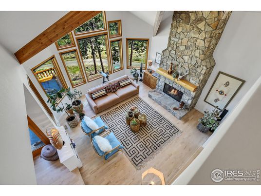 Fireplace, Interior, Living room, Stone Walls, Wooden Beams, Wood Texture Flooring