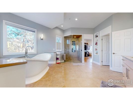 Bathroom, Free Standing Baths, Glass Shower, Interior, Recessed Lighting