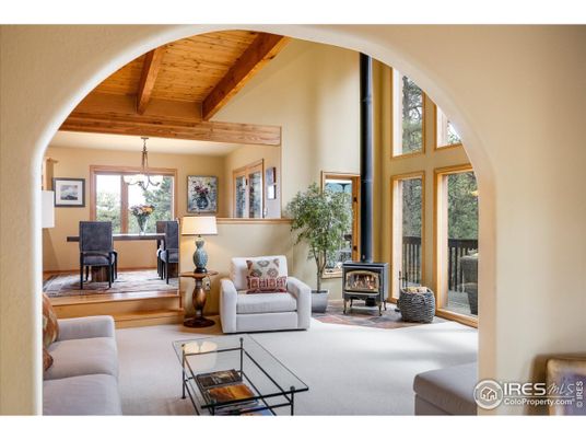 Dining room, Fireplace, Interior, Living room, Pendant Lights, Wooden Beams, Wooden Ceilings, Wood Texture Flooring