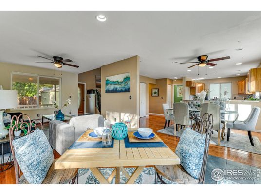 Dining room, Interior, Kitchen, Living room, Recessed Lighting, Wood Texture Flooring