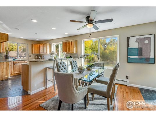 Dining room, Interior, Kitchen, Recessed Lighting, Wood Texture Flooring