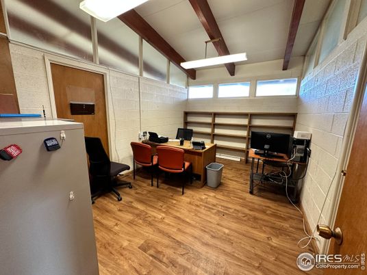 Home Office, Interior, Stone Walls, Wooden Beams, Wood Texture Flooring