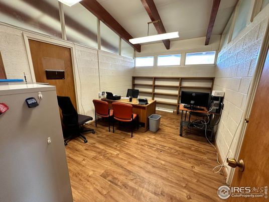 Home Office, Interior, Stone Walls, Wooden Beams, Wood Texture Flooring