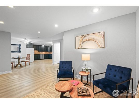 Dining room, Interior, Kitchen, Living room, Recessed Lighting, Wood Texture Flooring