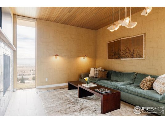 Interior, Living room, Pendant Lights, Stone Walls, Wooden Ceilings, Wood Texture Flooring