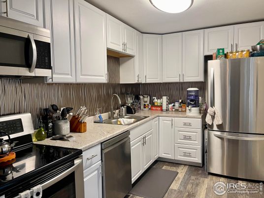 Interior, Kitchen, Stainless Steel Appliances, Wood Texture Flooring