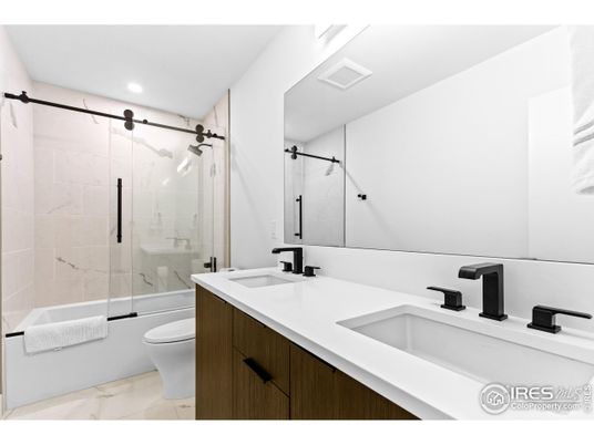 Bathroom, Dual Sink Vanities, Glass Shower, Interior, Recessed Lighting