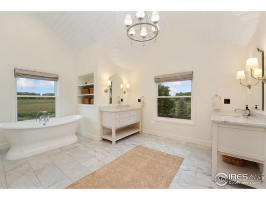 Bathroom, Dual Sink Vanities, Free Standing Baths, Interior, Marble