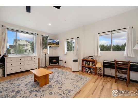 Fireplace, Interior, Recessed Lighting, Wood Texture Flooring