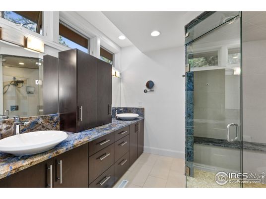 Bathroom, Dual Sink Vanities, Glass Shower, Interior, Recessed Lighting