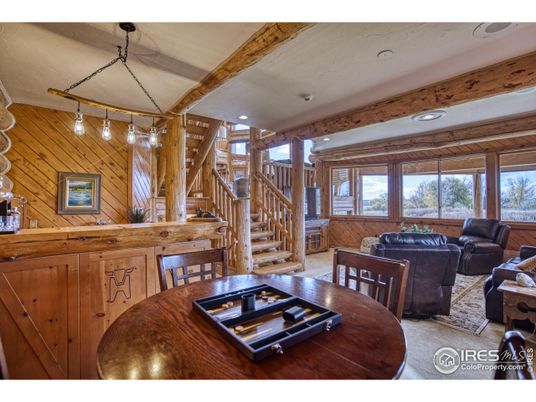 Dining room, Interior, Living room, Recessed Lighting, Wooden Walls