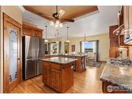 Dining room, Interior, Kitchen, Pendant Lights, Water, Wood Texture Flooring
