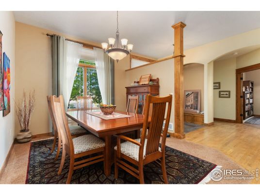 Chandelier, Dining room, Fireplace, Interior, Wood Texture Flooring