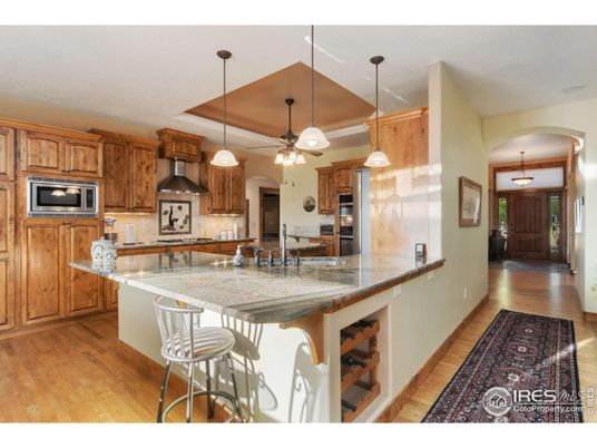 Interior, Kitchen, Pendant Lights, Wood Texture Flooring