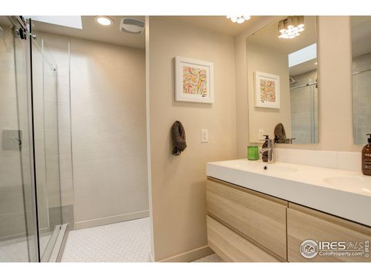 Bathroom, Dual Sink Vanities, Glass Shower, Interior, Recessed Lighting