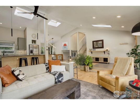 Interior, Kitchen, Living room, Pendant Lights, Recessed Lighting, Stainless Steel Appliances, Wood Texture Flooring