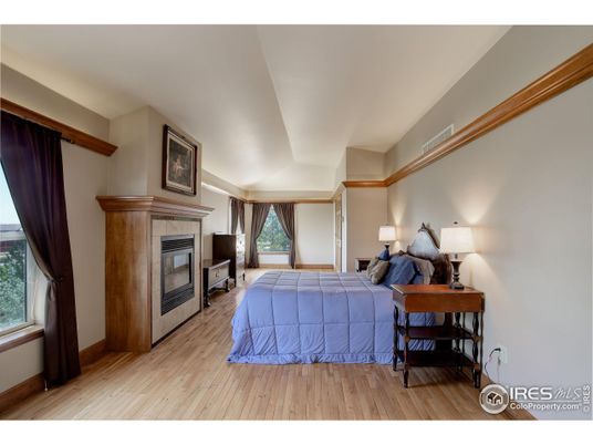 Bedroom, Fireplace, Interior, Wood Texture Flooring