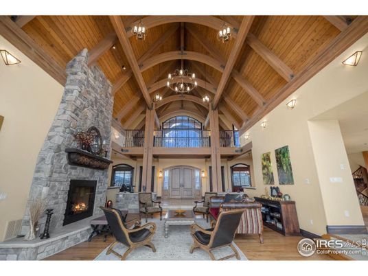 Chandelier, Fireplace, Interior, Living room, Wooden Beams, Wooden Ceilings, Wood Texture Flooring