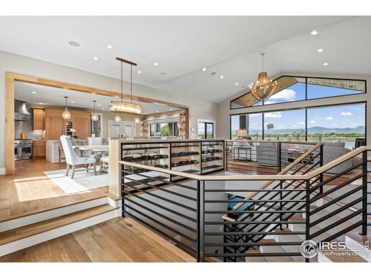 Chandelier, Dining room, Interior, Kitchen, Pendant Lights, Recessed Lighting, Stainless Steel Appliances, Wood Texture Flooring