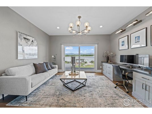 Home Office, Interior, Living room, Pendant Lights, Recessed Lighting, Wood Texture Flooring