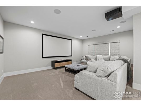 Interior, Living room, Projection Screen, Recessed Lighting, Theatre Room