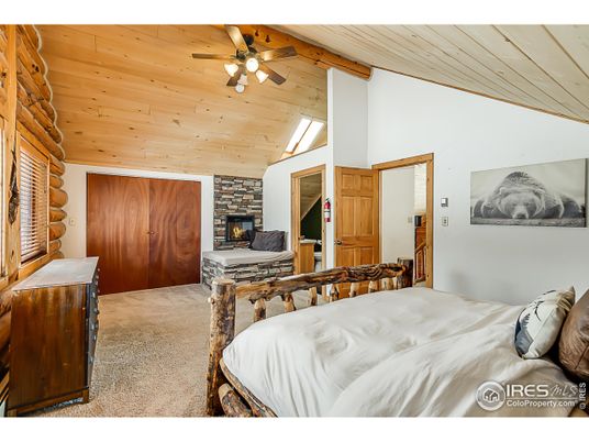 Bedroom, Fireplace, Interior, Wooden Ceilings, Wooden Walls
