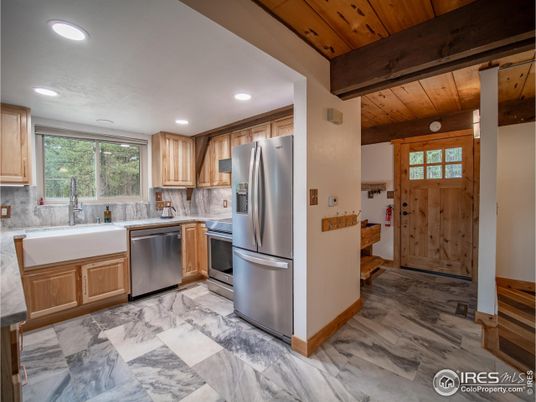 Interior, Kitchen, Marble, Recessed Lighting, Stainless Steel Appliances, Wooden Beams, Wooden Ceilings
