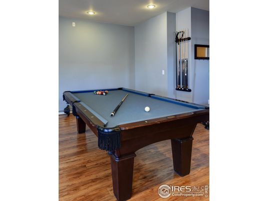 Billiard Table, Game Room, Interior, Recessed Lighting, Wood Texture Flooring