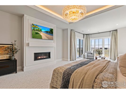Bedroom, Chandelier, Fireplace, Interior, Living room, Recessed Lighting