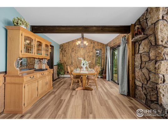 Dining room, Interior, Stone Walls, Wooden Beams, Wood Texture Flooring, Wooden Walls