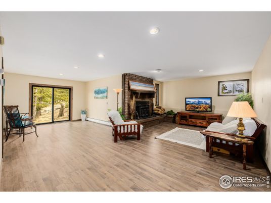 Fireplace, Interior, Recessed Lighting, Wood Texture Flooring