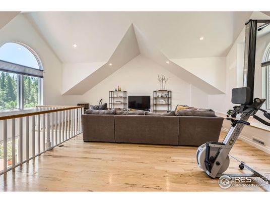 Fitness Equipment, Interior, Living room, Recessed Lighting, Wood Texture Flooring