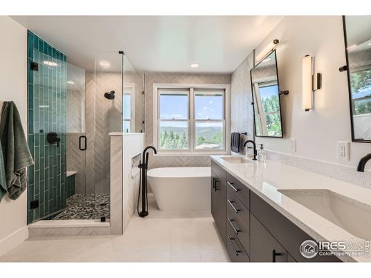 Bathroom, Dual Sink Vanities, Free Standing Baths, Glass Shower, Interior, Recessed Lighting