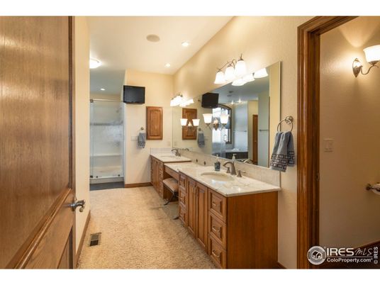 Bathroom, Dual Sink Vanities, Glass Shower, Interior, Recessed Lighting