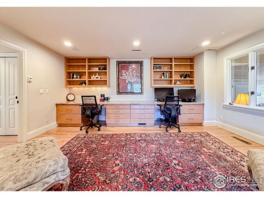 Home Office, Interior, Recessed Lighting, Wood Texture Flooring