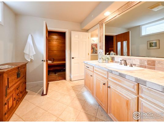 Bathroom, Dual Sink Vanities, Interior, Recessed Lighting, Tile Countertops