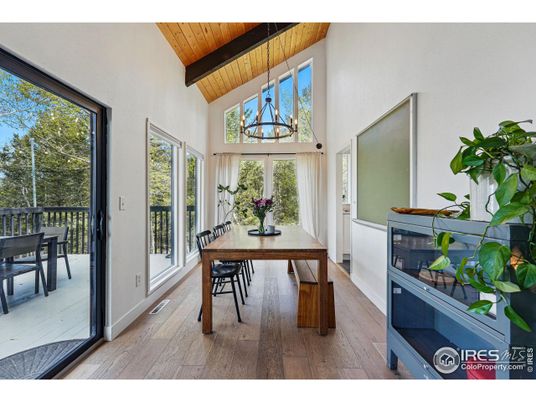Dining room, Interior, Pendant Lights, Wooden Beams, Wooden Ceilings, Wood Texture Flooring