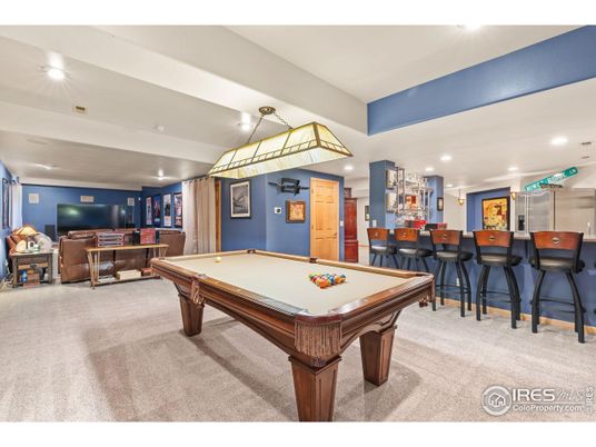 Billiard Table, Game Room, Interior, Recessed Lighting
