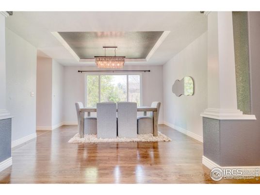 Chandelier, Dining room, Interior, Wood Texture Flooring