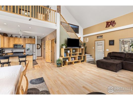 Interior, Kitchen, Living room, Recessed Lighting, Stainless Steel Appliances, Wood Texture Flooring