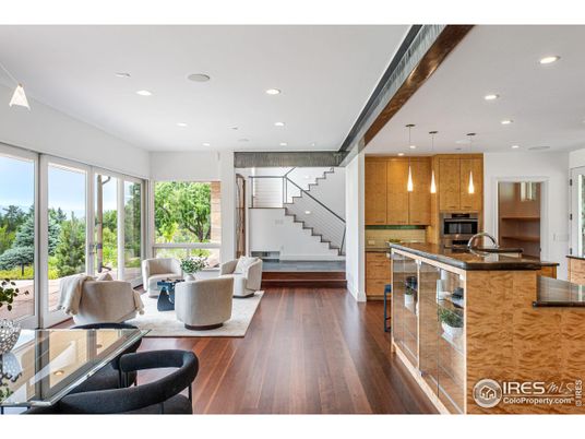 Interior, Kitchen, Living room, Pendant Lights, Recessed Lighting, Stainless Steel Appliances, Wood Texture Flooring