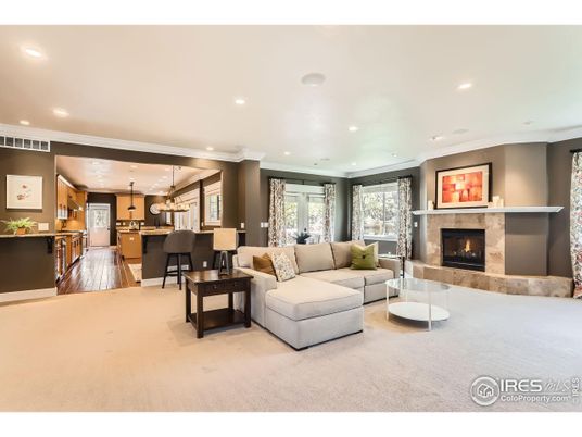 Dining room, Fireplace, Interior, Kitchen, Living room, Pendant Lights, Recessed Lighting
